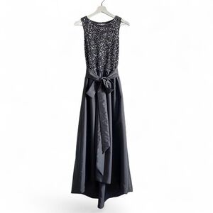 Pisarro Nights Gray Sequin Maxi Dress for Wedding Guest